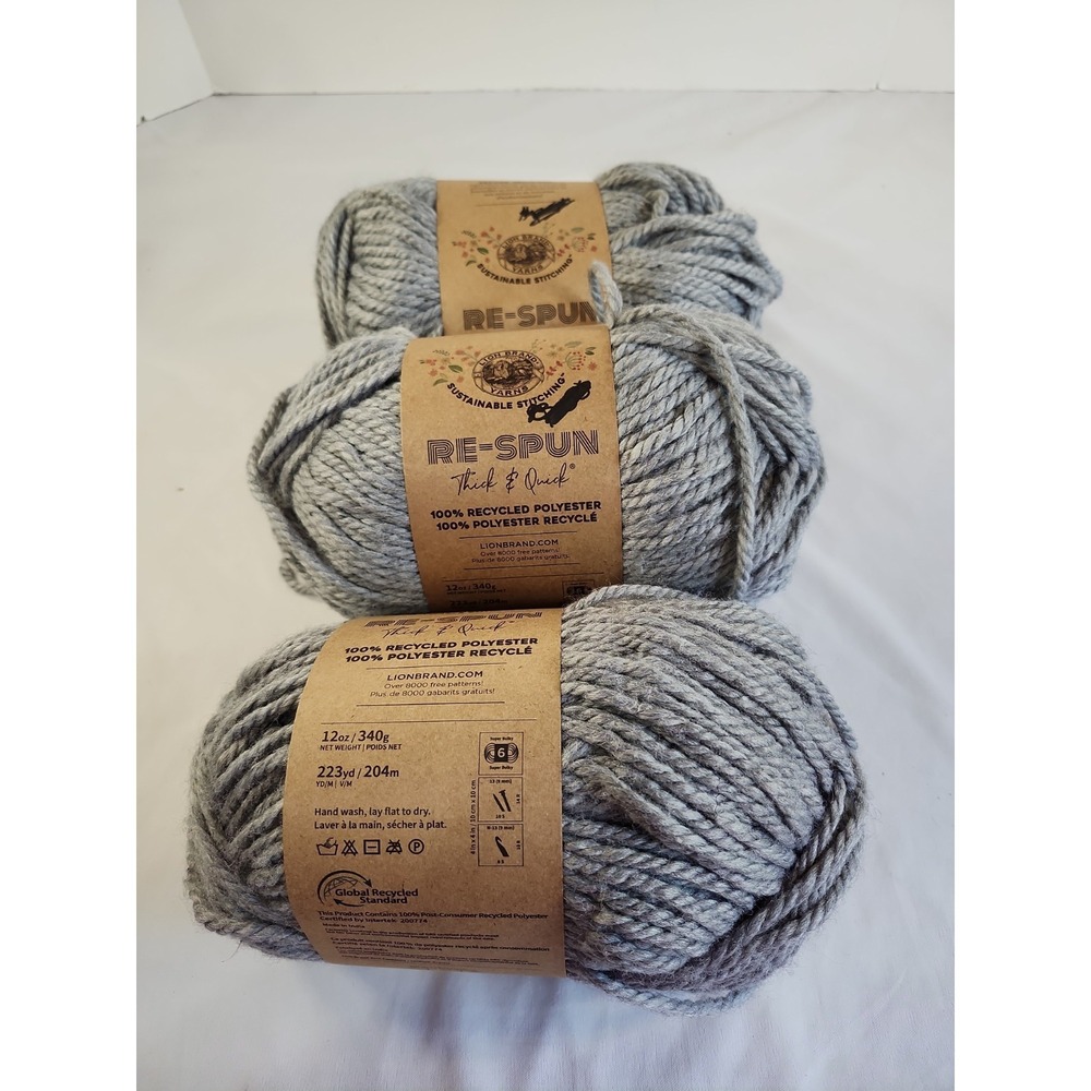 Lot Of 3 Lion‎ Brand Re Spun Silver Agent Super Bulky 6